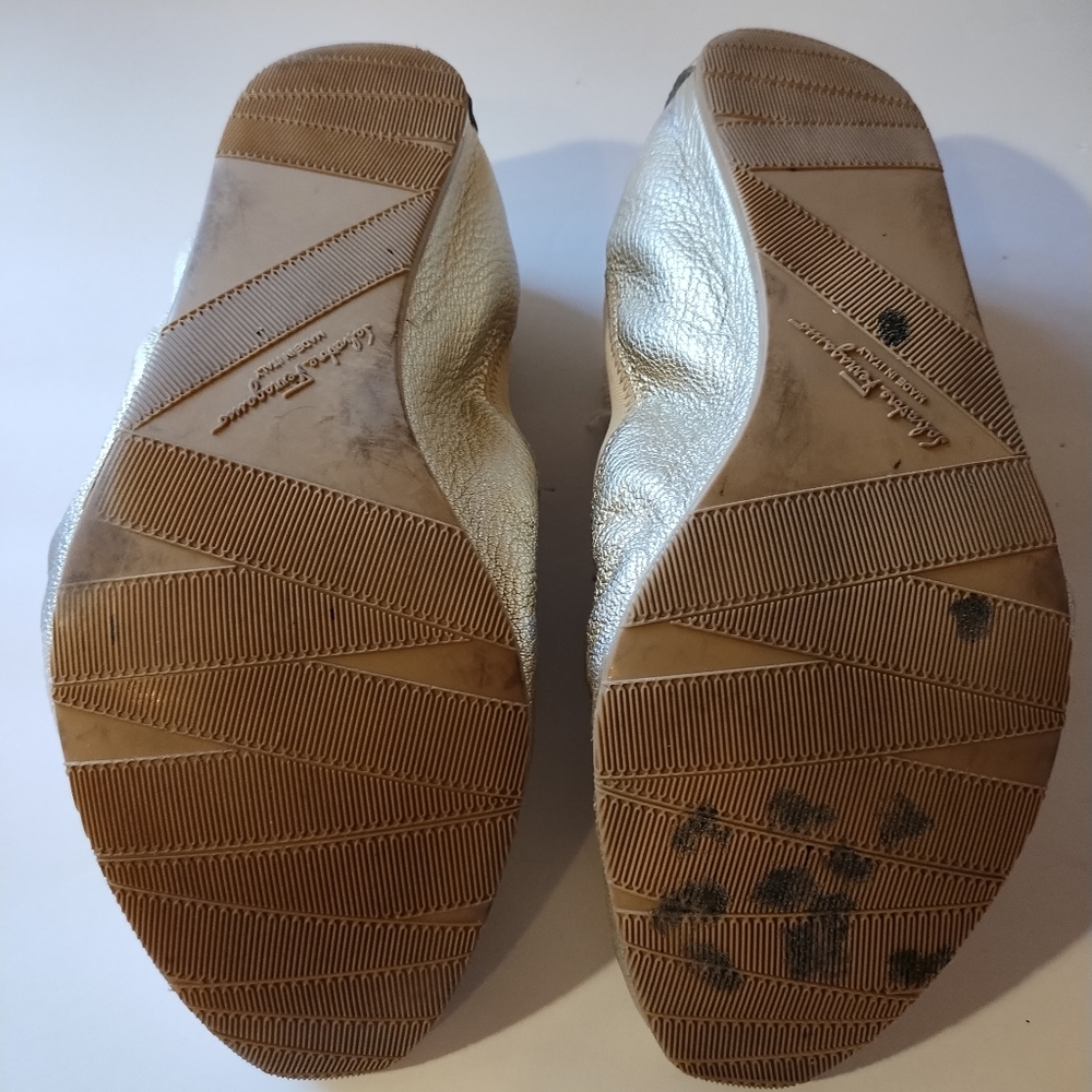 Salvatore Ferragamo Platino (Gold) Leather My Joy Ballet Slip-On Flats Size 7.5 - Picture 7 of 16